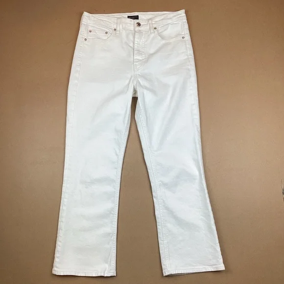 Club Monaco The Kick Crop Straight Leg Jeans White